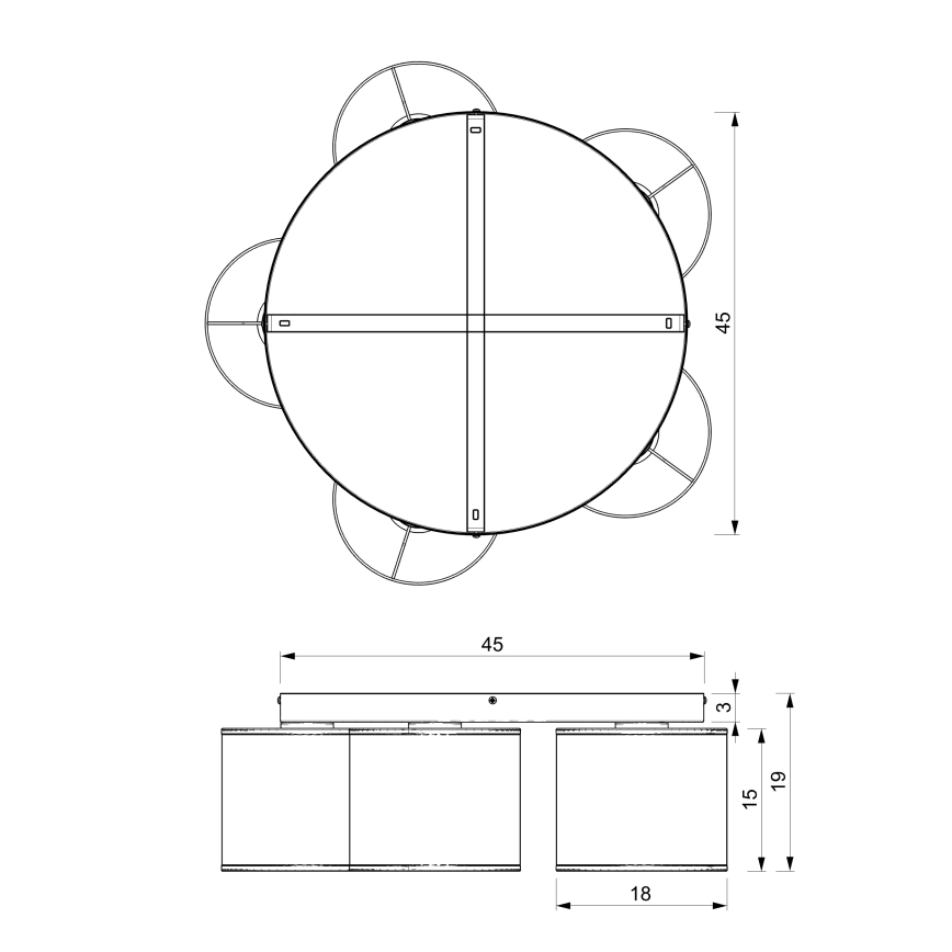 Φωτιστικό οροφής ARDEN 5xE27/15W/230V, διάμ. 44 εκ., μπεζ