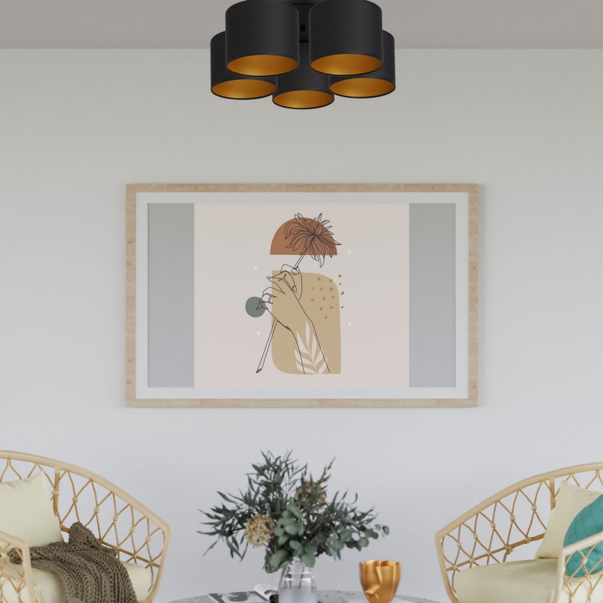 Πλαφονιέρα ARDEN 5xE27/60W/230V μαύρο/χρυσό