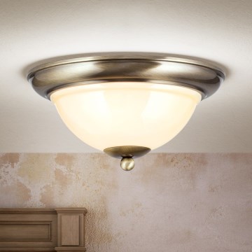 Φωτιστικό οροφής AUSTRIAN OLD LAMP 2xE27/60W/230V διάμετρος 27 cm μπρονζέ/μπεζ