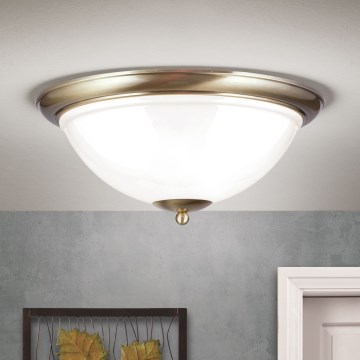 Φωτιστικό οροφής AUSTRIAN OLD LAMP 3xE27/60W/230V διάμετρος 50 cm μπρονζέ/λευκό