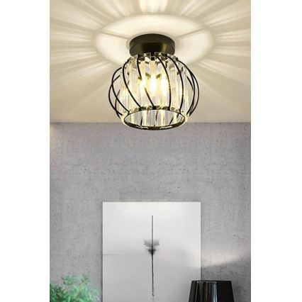 Φωτιστικό οροφής BELLA, 1xE27/40W/230V, διάμ. 20 εκ., μαύρο