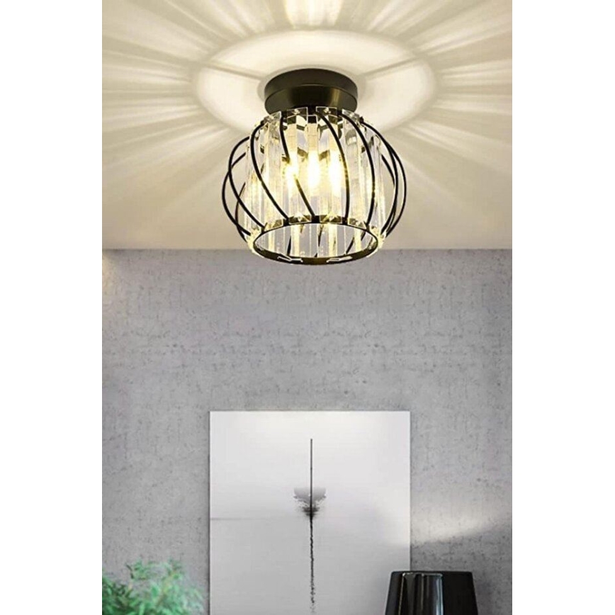 Φωτιστικό οροφής BELLA, 1xE27/40W/230V, διάμ. 20 εκ., μαύρο