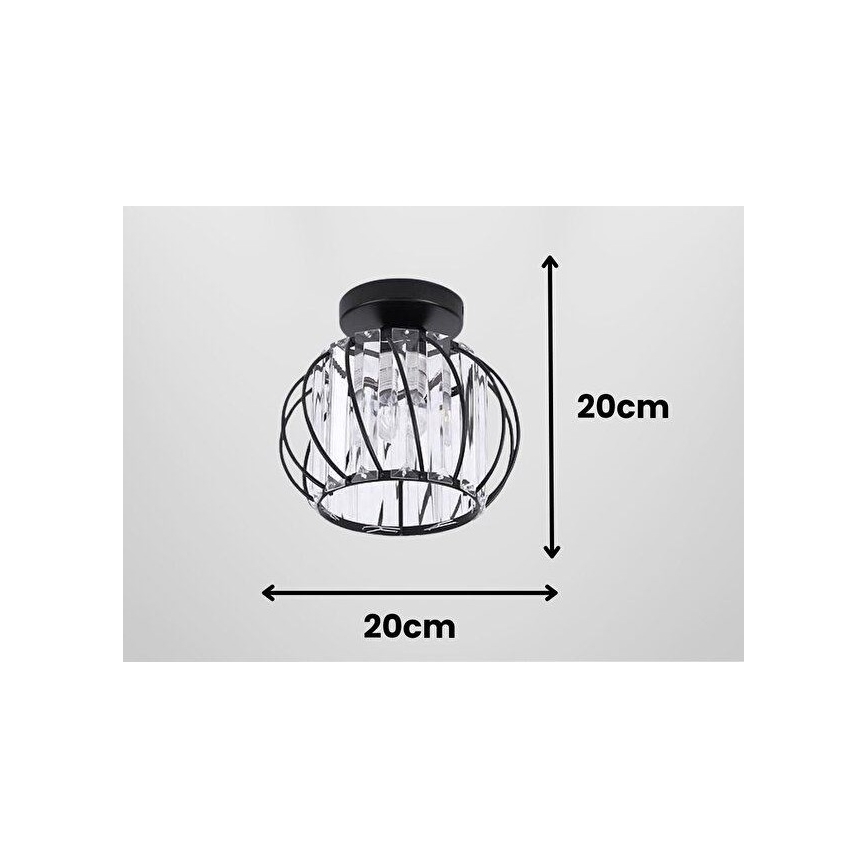 Φωτιστικό οροφής BELLA, 1xE27/40W/230V, διάμ. 20 εκ., μαύρο