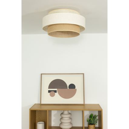 Φωτιστικό οροφής BOHO 1xE27/60W/230V διάμ. 40 cm λευκό/γιούτα