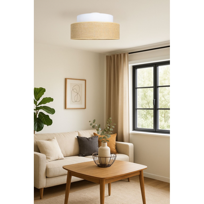 Φωτιστικό οροφής BOHO 1xE27/60W/230V διάμετρος 40 cm λευκό/μπεζ