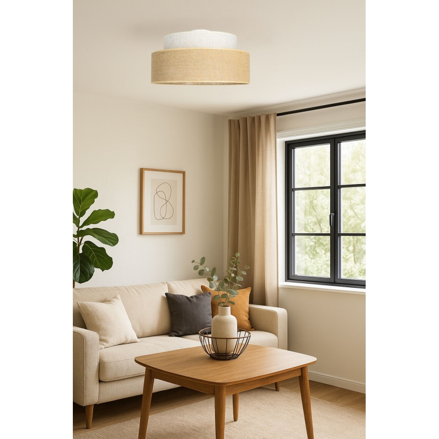 Φωτιστικό οροφής BOHO 1xE27/60W/230V διάμετρος 40 cm κρεμ/μπεζ