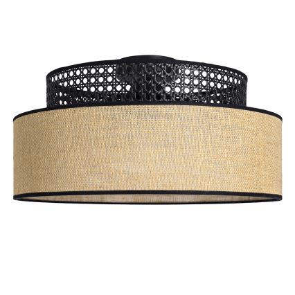 Φωτιστικό οροφής BOHO 1xE27/60W/230V διάμετρος 40 cm μαύρο/rattan