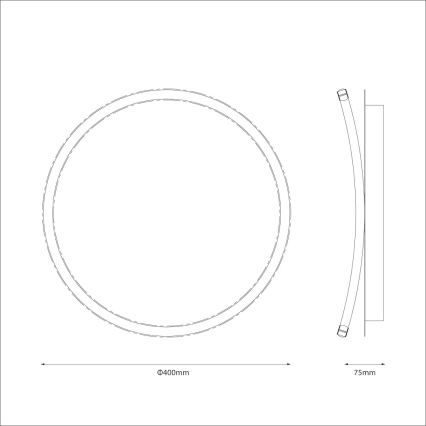 Φωτιστικό οροφής CALI LED, 30W/230V, διάμ. 40 cm, μαύρο
