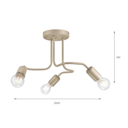 Φωτιστικό οροφής CHARLIE 3xE27/15W/230V μπεζ