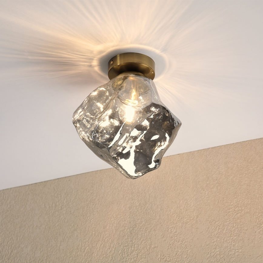 Φωτιστικό οροφής CRISTAL 1xE14/15W/230V ορείχαλκο/καπνιστό μαύρο