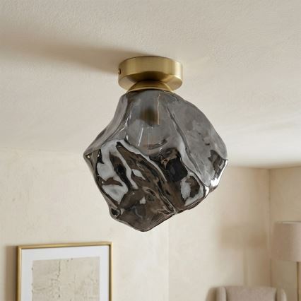 Φωτιστικό οροφής CRISTAL 1xE14/15W/230V ορείχαλκο/καπνιστό μαύρο