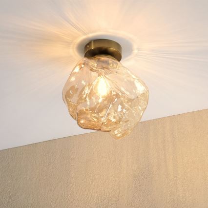 Φωτιστικό οροφής CRISTAL 1xE14/15W/230V ορείχαλκος/καπνιστό μπεζ