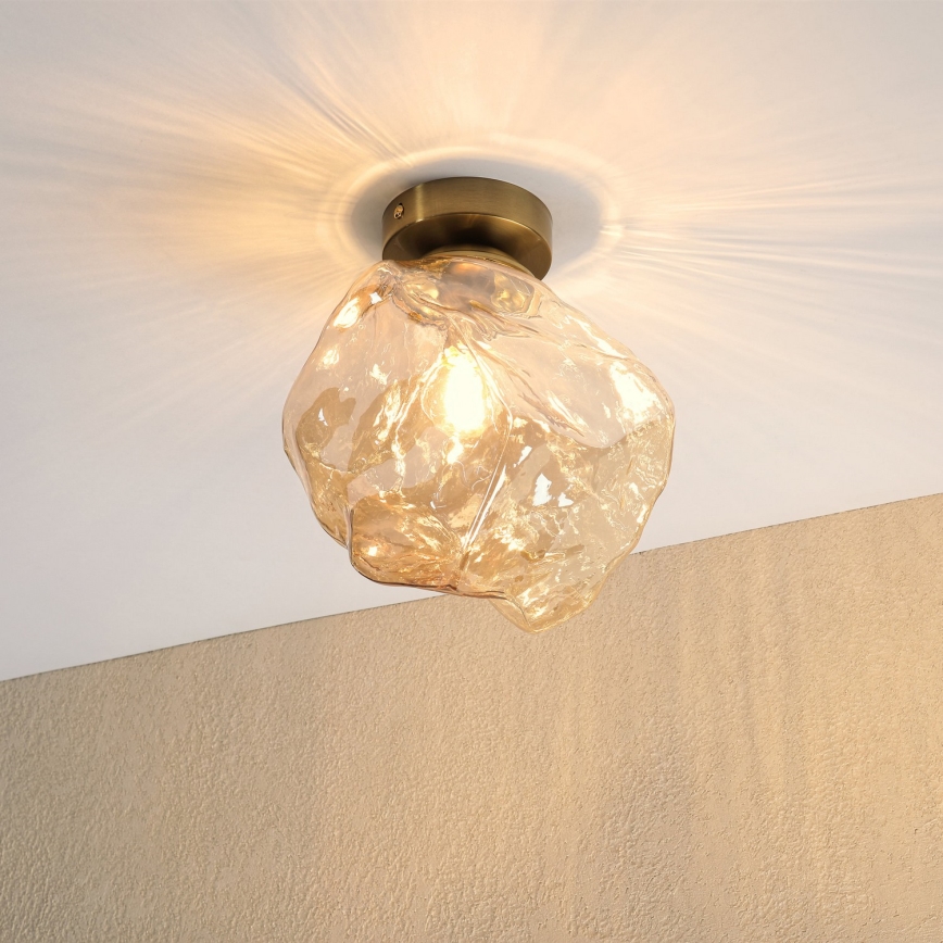 Φωτιστικό οροφής CRISTAL 1xE14/15W/230V ορείχαλκος/καπνιστό μπεζ