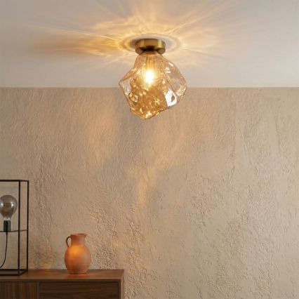 Φωτιστικό οροφής CRISTAL 1xE14/15W/230V ορείχαλκος/καπνιστό μπεζ