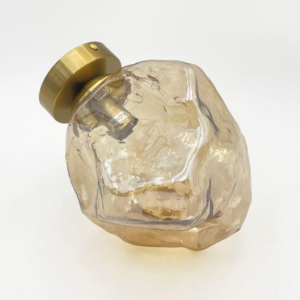 Φωτιστικό οροφής CRISTAL 1xE14/15W/230V ορείχαλκος/καπνιστό μπεζ