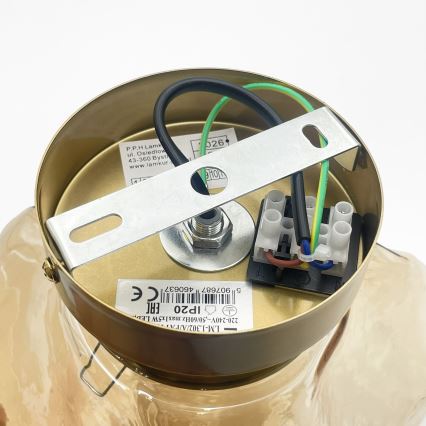 Φωτιστικό οροφής CRISTAL 1xE14/15W/230V ορείχαλκος/καπνιστό μπεζ