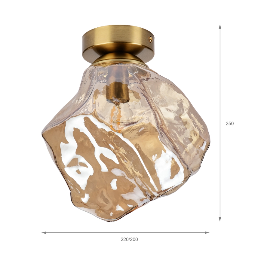 Φωτιστικό οροφής CRISTAL 1xE14/15W/230V ορείχαλκος/καπνιστό μπεζ