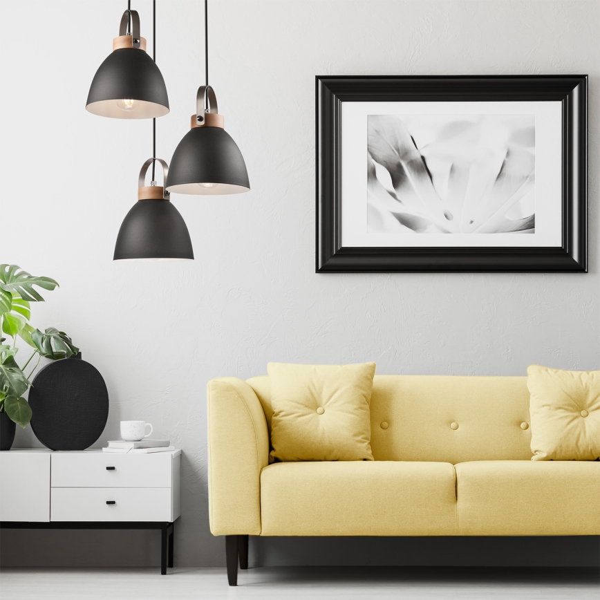 Φωτιστικό οροφής με καλώδιο DANIELLE 3xE27/60W/230V οξιά