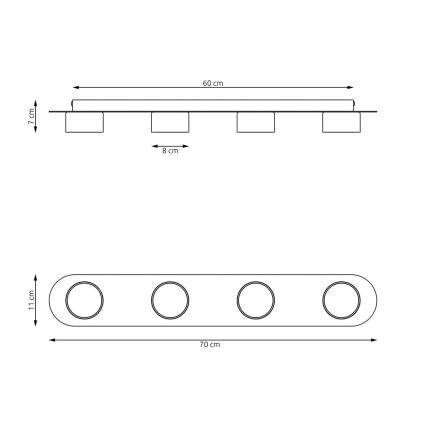 Φωτιστικό οροφής DIAZ 4xGX53/12W/230V μαύρο