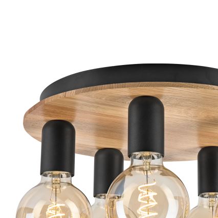 Φωτιστικό οροφής DUSTY 5xE27/15W/230V διάμετρος 34 cm δρυς/μαύρο