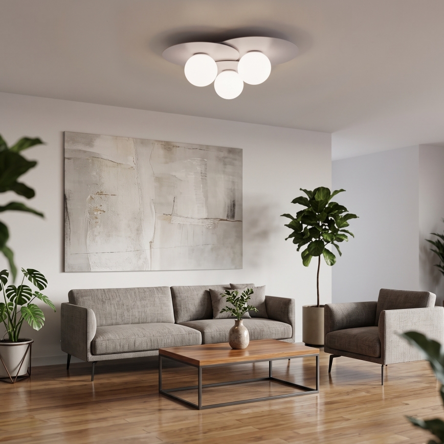 Φωτιστικό οροφής FLAT 3xE27/15W/230V 55x60 cm σε απόχρωση κρεμ