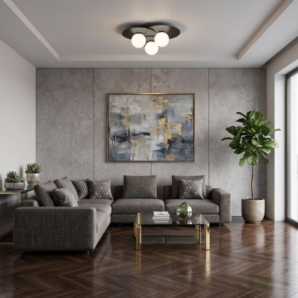 Φωτιστικό οροφής FLAT 3xE27/15W/230V 55x60 cm μαύρο