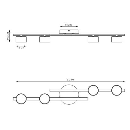 Φωτιστικό οροφής FRAGMENT 4xGX53/12W/230V μαύρο