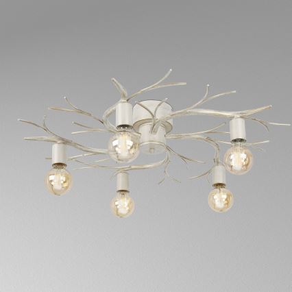 Φωτιστικό οροφής GARNISH 5xE27/15W/230V λευκό/πατίνα