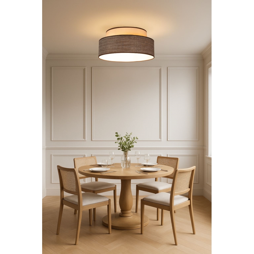 Φωτιστικό οροφής GRACE 1xE27/60W/230V διάμετρος 40 cm κρεμ/καφέ