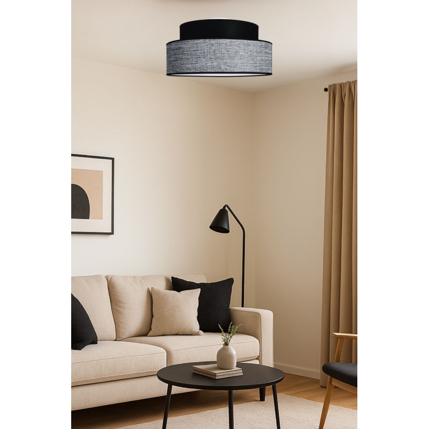 Φωτιστικό οροφής GRACE 1xE27/60W/230V διάμετρος 40 cm μαύρο/γκρι