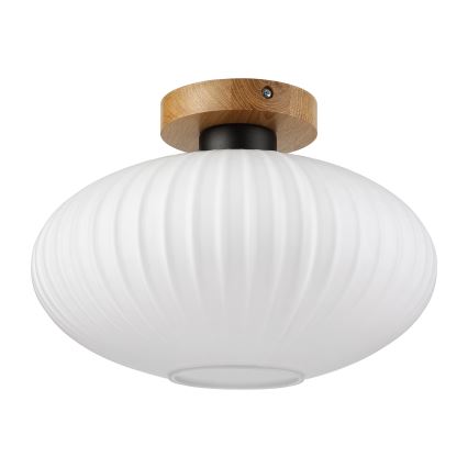 Φωτιστικό οροφής HARMA WOOD 1xE27/15W/230V, από δρυ και λευκό, διάμ. 30 εκ.