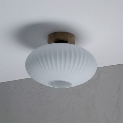 Φωτιστικό οροφής HARMA WOOD 1xE27/15W/230V, από δρυ και λευκό, διάμ. 30 εκ.