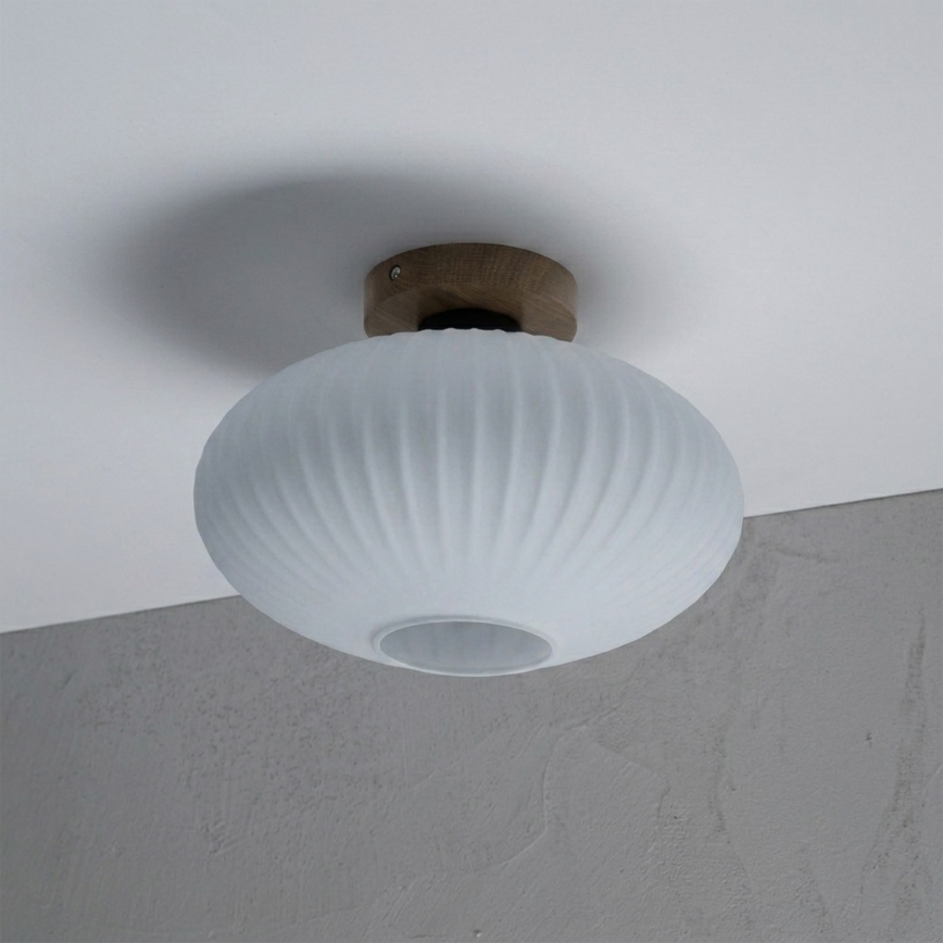 Φωτιστικό οροφής HARMA WOOD 1xE27/15W/230V, από δρυ και λευκό, διάμ. 30 εκ.