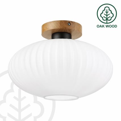 Φωτιστικό οροφής HARMA WOOD 1xE27/15W/230V, από δρυ και λευκό, διάμ. 30 εκ.