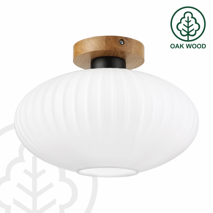 Φωτιστικό οροφής HARMA WOOD 1xE27/15W/230V, από δρυ και λευκό, διάμ. 30 εκ.