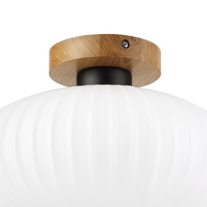 Φωτιστικό οροφής HARMA WOOD 1xE27/15W/230V, από δρυ και λευκό, διάμ. 30 εκ.