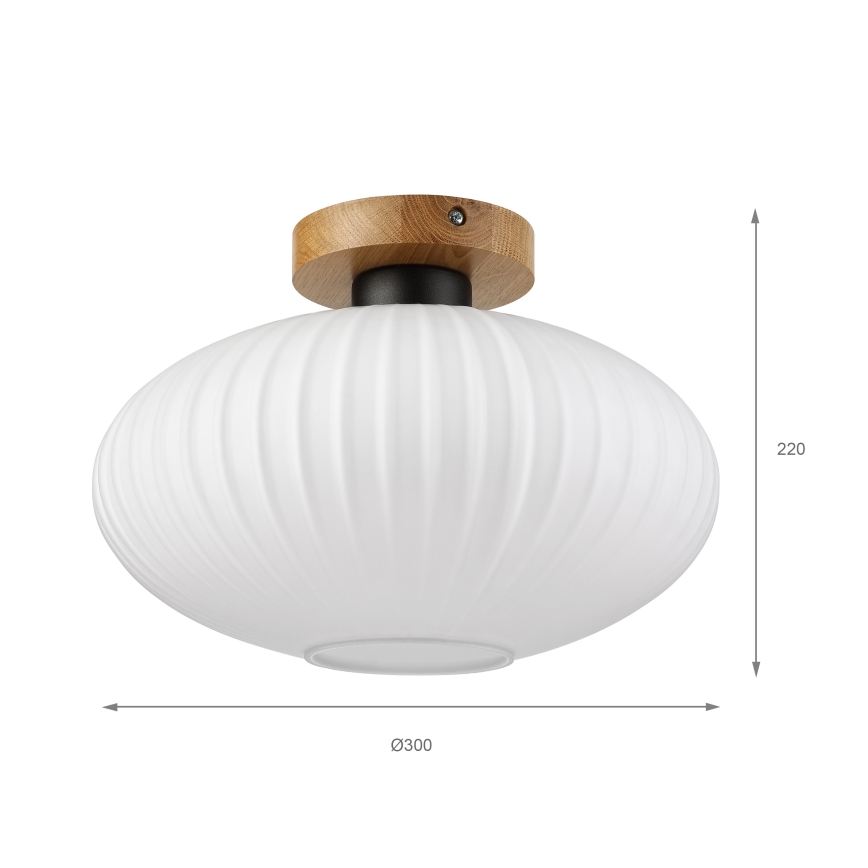 Φωτιστικό οροφής HARMA WOOD 1xE27/15W/230V, από δρυ και λευκό, διάμ. 30 εκ.