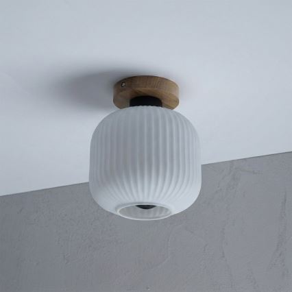 Φωτιστικό οροφής HARMA WOOD 1xE27/15W/230V δρυς/λευκό Ø 20 εκ.