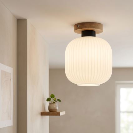 Φωτιστικό οροφής HARMA WOOD 1xE27/15W/230V δρυς/λευκό Ø 20 εκ.