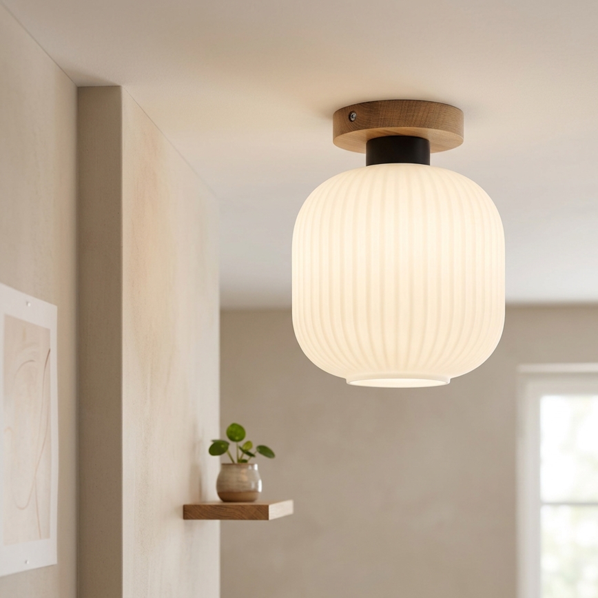 Φωτιστικό οροφής HARMA WOOD 1xE27/15W/230V δρυς/λευκό Ø 20 εκ.