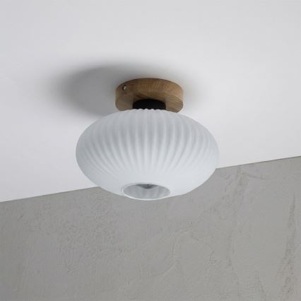 Φωτιστικό οροφής HARMA WOOD 1xE27/15W/230V δρυς/λευκό Ø 25 εκ.