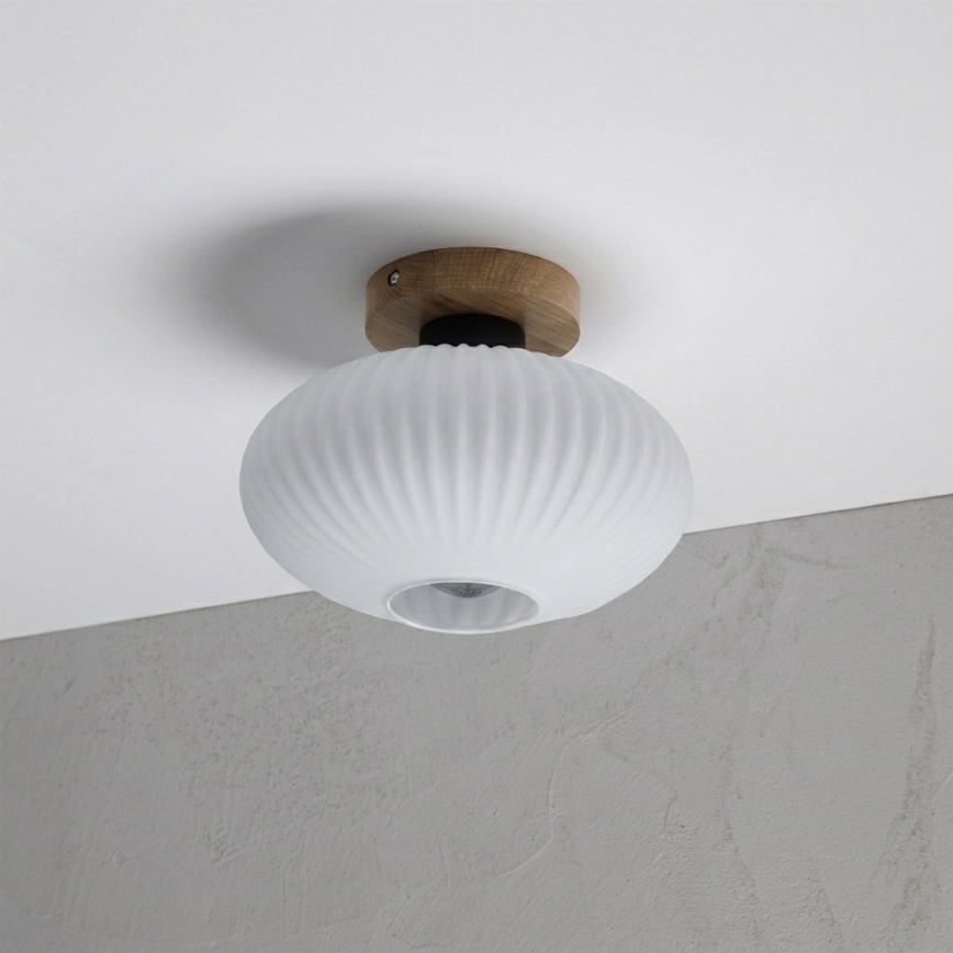 Φωτιστικό οροφής HARMA WOOD 1xE27/15W/230V δρυς/λευκό Ø 25 εκ.