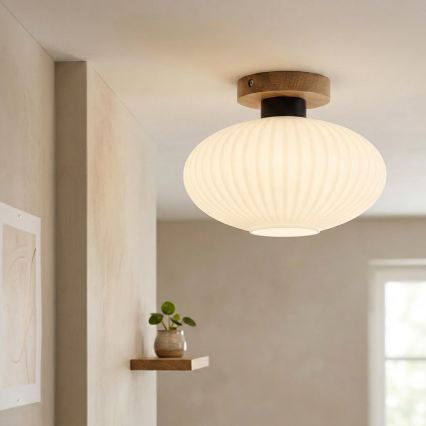 Φωτιστικό οροφής HARMA WOOD 1xE27/15W/230V δρυς/λευκό Ø 25 εκ.