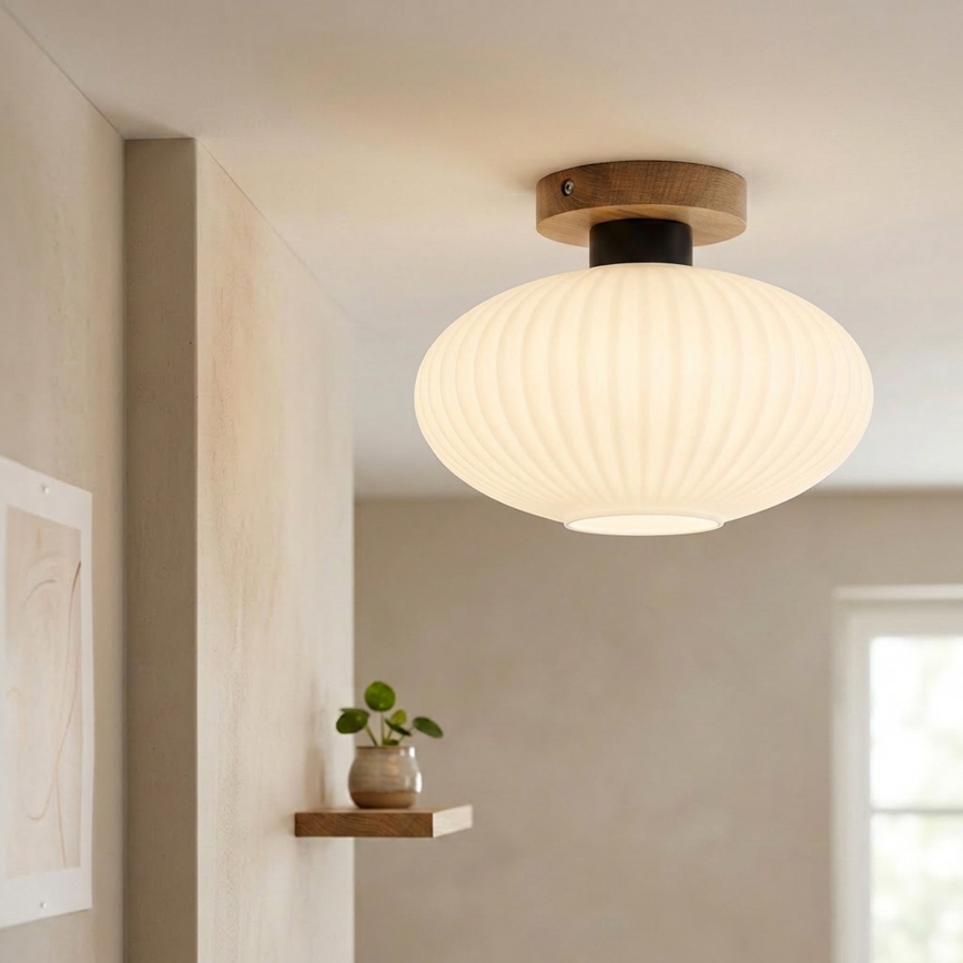 Φωτιστικό οροφής HARMA WOOD 1xE27/15W/230V δρυς/λευκό Ø 25 εκ.