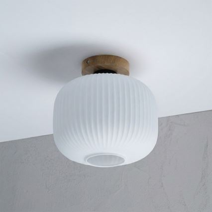 Φωτιστικό οροφής HARMA WOOD 1xE27/15W/230V δρυς/λευκό Ø 25 εκ.