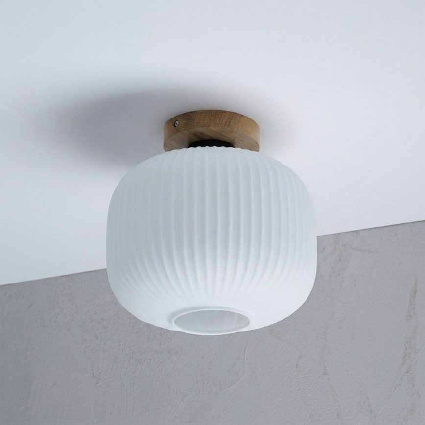 Φωτιστικό οροφής HARMA WOOD 1xE27/15W/230V δρυς/λευκό Ø 25 εκ.