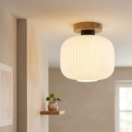 Φωτιστικό οροφής HARMA WOOD 1xE27/15W/230V δρυς/λευκό Ø 25 εκ.