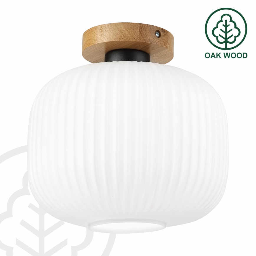 Φωτιστικό οροφής HARMA WOOD 1xE27/15W/230V δρυς/λευκό Ø 25 εκ.