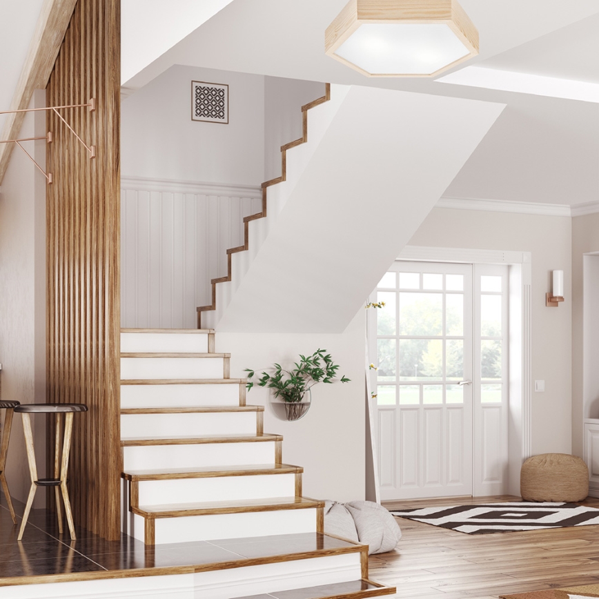 Φωτιστικό οροφής HEX NATURAL 2xE27/60W/230V δ. 43 cm πεύκο