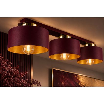 Φωτιστικό οροφής IGNIA 3xE27/60W/230V βυσσινί/χρυσό
